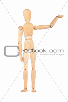Wooden dummy with raised hand