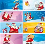 Cartoon Greeting Cards with Santa Clauses