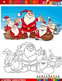 Cartoon Santa Claus Group for Coloring