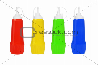 Row of Colorful Plastic Bottles