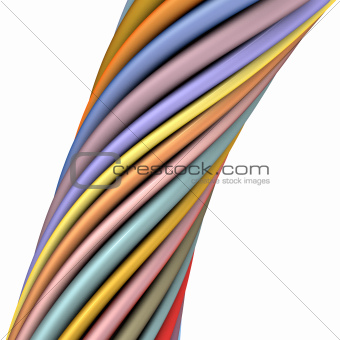 3d glossy twisted cable in multiple color on white
