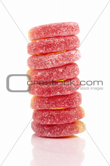 Red Candies Isolated on White Background
