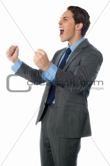 Portrait of an excited businessman