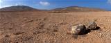 Panorama of rock and volcanic desert, Fuerteventura, Canary Islands