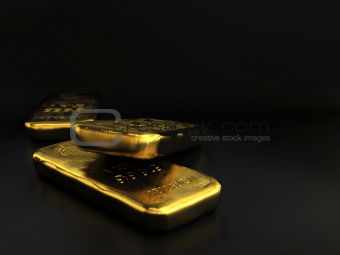 gold bullions over black