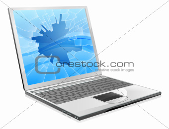 Laptop with broken screen 