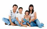Fullbody happy Asian family