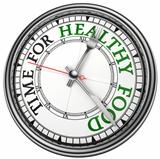 time for healthy food concept clock