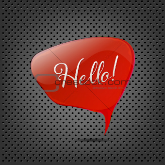 Abstract Metal Background With Red Speech Bubble