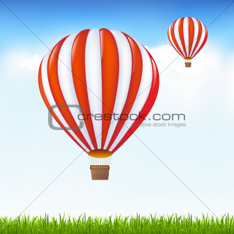 Hot Air Balloons Floating In Sky