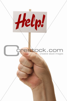 Help Sign In Fist Isolated On A White Background.