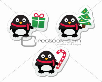 Christmas icons with penguins