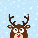 Vector Reindeer Christmas Card with snow background