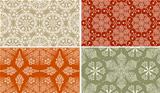 4 Vector Seamless Winter Patterns with  Snowflakes 