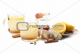 Ginger tea with honey lemon and spices