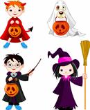 Halloween trick or treating children 