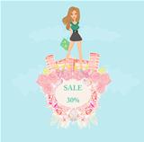 fashion girl Shopping - shopping sale frame