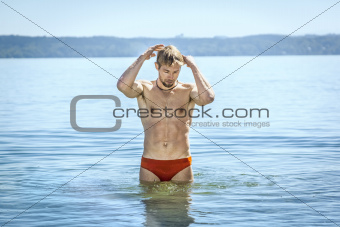 man in the lake