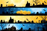 Four Halloween Banners
