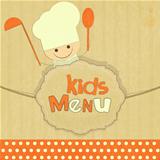 Design of kids menu with smiling chefs