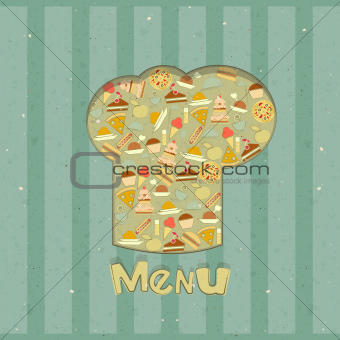 Retro Menu Card Designs with chefs hat