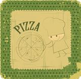 Vintage Pizza Menu Card Design with chef