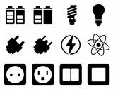 Electricity and energy icon set