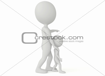 3d humanoid character pointing with finger