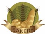 Bakery Wheat Stalk and Bread Label