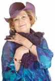 Cute Older Woman in Purple Hat