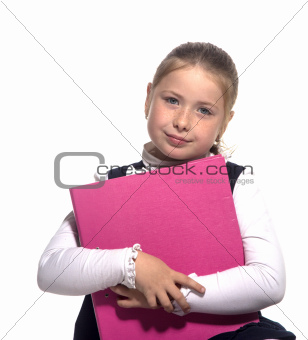 School girl hold a book