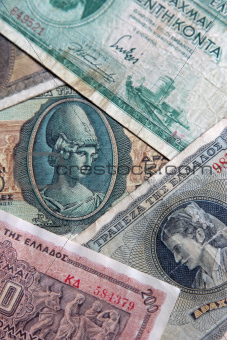 Set of old Greece banknotes