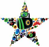 Colorful entertainment and music icons in star shape