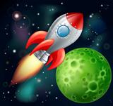 Cartoon rocket in space