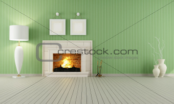 Vintage interior with fireplace