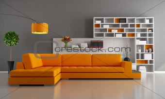 Orange and brown living room