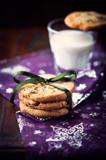 Pistachio cookies and a glass of milk for christmas