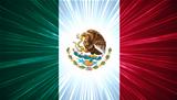 Mexican flag with light rays