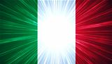 Italian flag with light rays