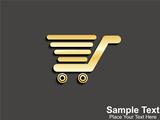abstract golden shoping tray icon
