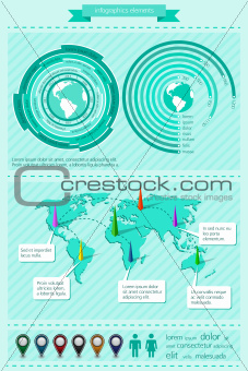 Infographics elements with world map. EPS10 vector illustration.