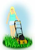 Girl with Lawn Mower