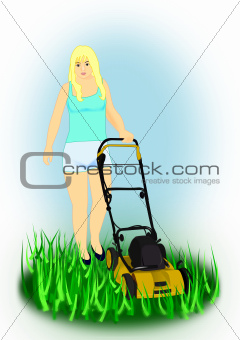 Girl with Lawn Mower