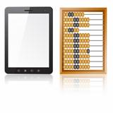 Tablet PC computer with blank screen with abacus 