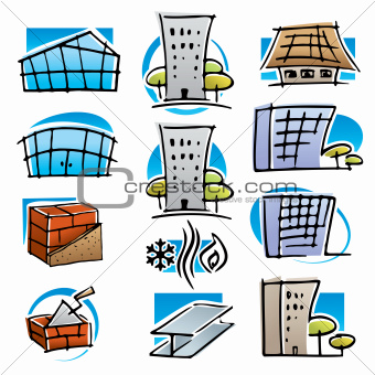 Real estate and construction icons set.