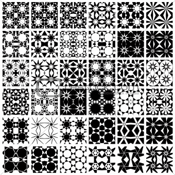 Set of 36 monochrome seamless patterns.