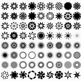 Collection of 72 ornate rosettes and star icons .