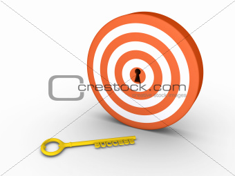 Target with keyhole and success-key on the ground
