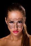 young woman with lace makeup