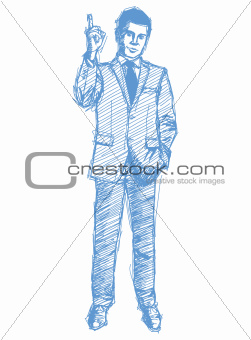Sketch male in suit
